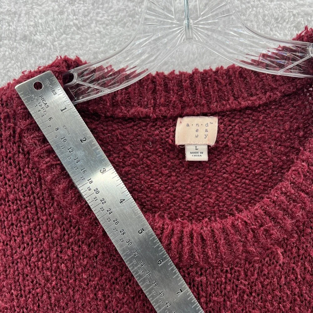 A New Day Sweater Womens Large Red Pullover Top Long Sleeve Chunky‎ Knit